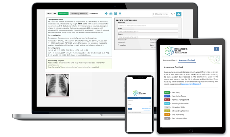 PSA screenshots Screenshots of BPS Assessment platform on a laptop, tablet and smartphone