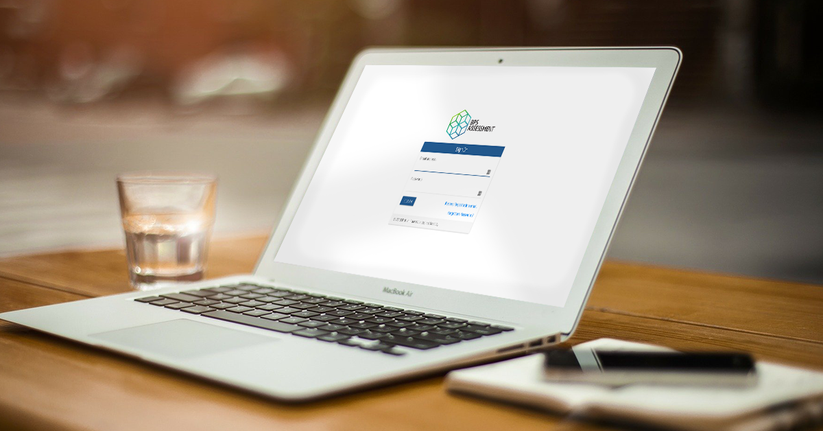 BPS Assessment login screen on laptop